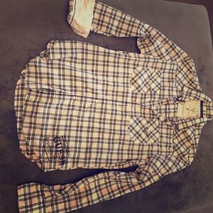 Guess button up plaid shirt with stitching